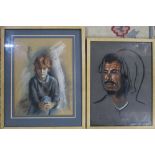 Pastel drawing 'Louise' by Jason Cliverd & 'Arab portrait Kuwait '64' by J Leak