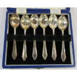 Cased set of silver teaspoons Birmingham 1946 weight 2.
