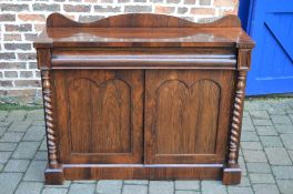 Victorian rosewood chiffonier with barley twist columns