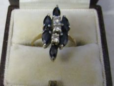 9ct gold sapphire and diamond ring size H