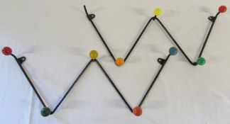 2 retro atomic 'zigzag' coat racks (beads sets - one wooden,