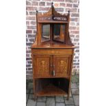 Late Victorian inlaid mirror back corner cabinet