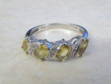 9ct gold yellow sapphire and diamond ring size L