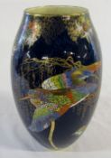 Carton ware blue lustre vase 'sketching bird' pattern no 3957 H 37 cm