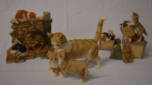 3 Sherratt & Simpson figures of cats, including Cat with Kittens,