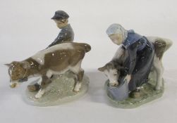 Royal Copenhagen figures of a milkmaid and a boy & calf no 772 and 779