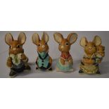 4 larger scale Pendelfin figures, including Father Rabbit, Mother Rabbit,