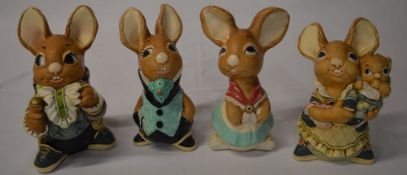 4 larger scale Pendelfin figures, including Father Rabbit, Mother Rabbit,