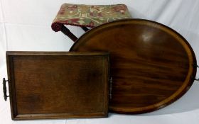Edwardian oval tray with a stand & another tray