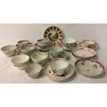 Various early 19th century English & Chinese tea bowls & saucers including a Royal Crown Derby with