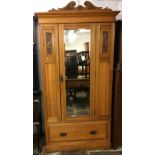 Late Victorian satin wood wardrobe H208cm W110cm