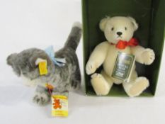 Steiff 'Sissi' cat & limited edition Steiff musical teddy bear for Harrods based on an original