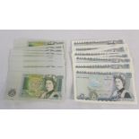 20 consecutive £1 notes signed J B Page (795101-795120) and 17 £5 notes signed G M Gill