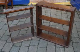 2 oak wall shelves