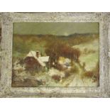 Framed oil on canvas of a wintery scene 75 cm x 59 cm