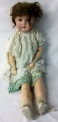 Early 20th century German bisque head doll with jointed limbs & sleeping eyes H 80cm