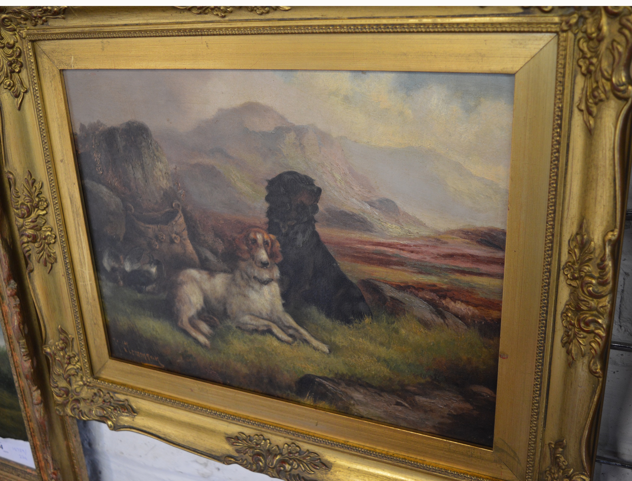 Robert Cleminson pair of framed oils on canvas of gundogs in landscapes signed R Cleminson in lower - Image 3 of 7