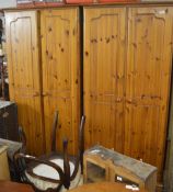 Pair of pine wardrobes