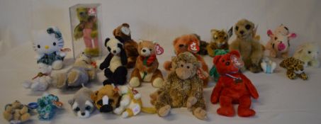 TY Beanie baby soft toys and various generic soft toys including a meerkat