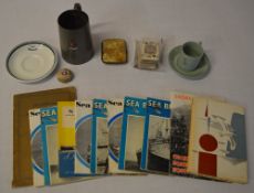 Interesting collection of nautical themed items including a small silver T.S.S Sarpedon pot, T.S.