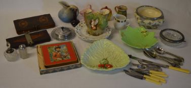 Ceramics including leaf dishes, cutlery,