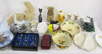 2 boxes of assorted ceramics and glassware etc inc Bohemia crystal glasses, Limoges plates,