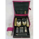 Vanity case fitted with silver topped bottles - Birmingham and London hallmarks together with