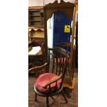 Large pine cheval mirror & an Ibex style chair
