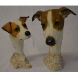 Sherratt & Simpson resin busts of a Jack Russel and a Greyhound