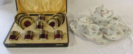 Carlton ware cased Rouge Royale coffee cans and saucers & Richard Ginori Italy tea service