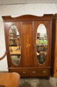 Edwardian inlaid double wardrobe