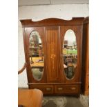 Edwardian inlaid double wardrobe