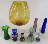 Selection of coloured glass ware