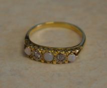 18ct gold opal and diamond 5 stone ring, total approx weight 3.