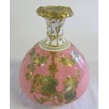 Early 20th century Royal Crown Derby pink gilt vase retailed by Bailey,