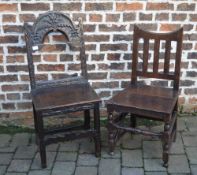 17th century oak Derbyshire/Yorkshire style chair & an 18th century chair