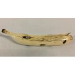 Japanese carved ivory shibayama banana inset with insects & signed at one end L15.
