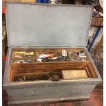 19th century carpenters chest with a large quantity of old tools