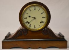 A rosewood and ebony 8 day mantle clock with Roman numerals,