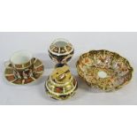 Assorted Royal Crown Derby imari pattern ceramics inc table lighter and coffee cup and saucer