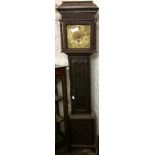 19th century longcase clock in a carved case with brass dial (no weight & pendulum & glass missing)