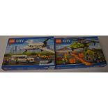 Lego City 60102 Airport VIP Service & 60123 Volcano Explorers Volcano Supply Helicopter,
