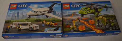 Lego City 60102 Airport VIP Service & 60123 Volcano Explorers Volcano Supply Helicopter,