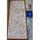 Bangladeshi hand made tapestry 57 cm x 133 cm & various needlework inc flowers on silk