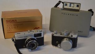 Sigma lens, Polaroid camera,