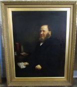 Large gilt framed oil on canvas portrait of a Victorian gentleman 116 cm x 143 cm