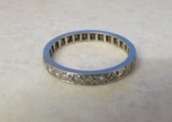 18ct white gold diamond chip full eternity ring size N
