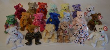 20 TY Beanie baby teddy bear soft toys including 'Hero' USA bear and 'Red White & Blue'