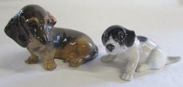 Royal Copenhagen figures of a Dachshund 3140 and puppy 1311