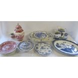 Assorted blue and white & pink and white ceramics inc Spode